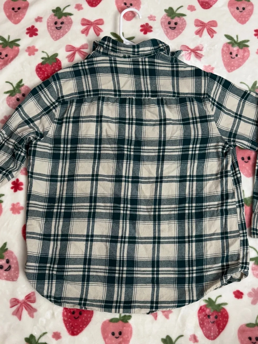 Old Navy Green and Cream Plaid Button-Down Kids Shirt